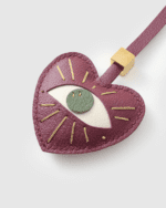 Handmade Leather Evil Eye Heart Charm (Burgundy with Gold Accent) - Image 5