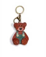 Handmade Leather Teddy Bear Charm (Vintage Overalls Bear)
