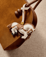 Handmade Leather Horse Charm (White with Brown Saddle) - Image 2