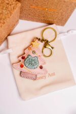 Handmade Leather Christmas Tree Charm with Cat Face & Star Detail - Image 4