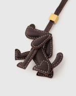Handmade 3D Leather Dog Charm (Deep Coffee Minimalist Sitting Trotting Version) - Image 4