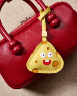 Handmade Leather Cheese Charm (Cute Smiling Yellow Cheese Version) - Image 2