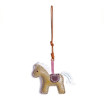 Handmade Leather Pasture Pony Charm (White Mane & Saddle Pony)