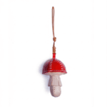 Handmade Leather Toadstool Charm (Red-Capped Forest Mushroom)