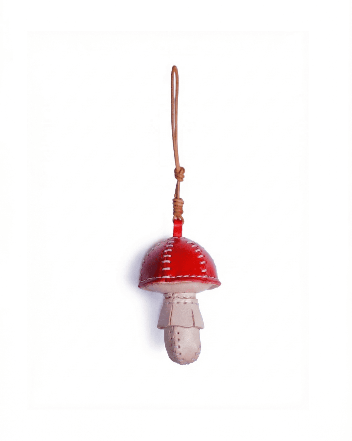 48 Handmade Leather Toadstool Charm (Red-Capped Forest Mushroom) - Image 1