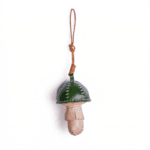 Handmade Leather Forest Mushroom Charm (Deep Green Cap Woodland Mushroom)