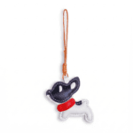 Handmade Leather Boston Terrier Charm (Red Collar Puppy)