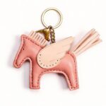 Handmade Leather Blush Pegasus Charm (Winged Pony with Tassel Tail)