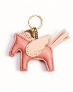 Handmade Leather Blush Pegasus Charm (Winged Pony with Tassel Tail)