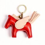 Handmade Leather Ruby Pegasus Charm (Winged Pony with Tassel Tail)
