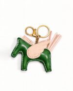 Handmade Leather Emerald Pegasus Charm (Winged Pony with Tassel Tail)