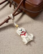 Handmade Leather Golden Retriever Charm (Tan with Gold Collar) - Image 2