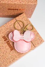 Handmade Leather Minnie Mouse Head Charm with Bow Detail - Image 2