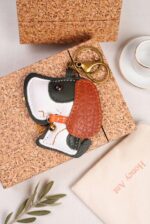 Handmade Leather Big-Eared Dog Charm (Playful Bell Puppy) - Image 2