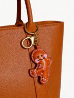 Handmade Leather Amber Gingerbread Man Charm (Warm Cookie Charm) - Image 2