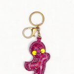 Handmade Leather Magenta Gingerbread Man Charm (Festive Cookie Charm)