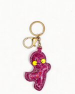 Handmade Leather Magenta Gingerbread Man Charm (Festive Cookie Charm)
