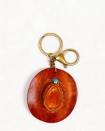 Handmade Leather Cowboy Hat Charm (Turquoise Accent Western Hat)