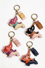 Handmade Leather Boston Terrier Charm (Red Collar Puppy) - Image 3