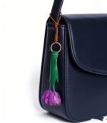 Handmade Leather Purple Tulip Charm (Double Bloom Pendant) - Image 2