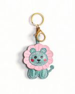 Handmade Leather Mint Lion Charm (Pink Flower-Mane Lion)