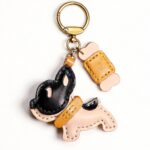 Handmade Leather French Bulldog Charm (Puppy with Bone Accent)