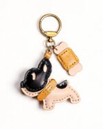 Handmade Leather French Bulldog Charm (Puppy with Bone Accent)