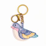 Handmade Leather Pastel Bird Charm (Patchwork Songbird)