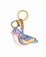 Handmade Leather Pastel Bird Charm (Patchwork Songbird)