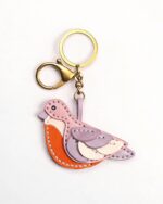Handmade Leather Blush Robin Charm (Autumn Patchwork Bird)