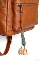 Handmade Leather Peach Tulip Charm (Double Bloom Pendant) - Image 2