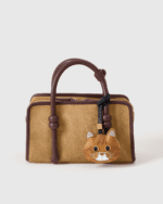 Handmade Leather Orange Tabby Cat Head Charm (Brown Striped Version) - Image 2