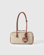 Handmade Leather Evil Eye Heart Charm (Burgundy with Gold Accent) - Image 3