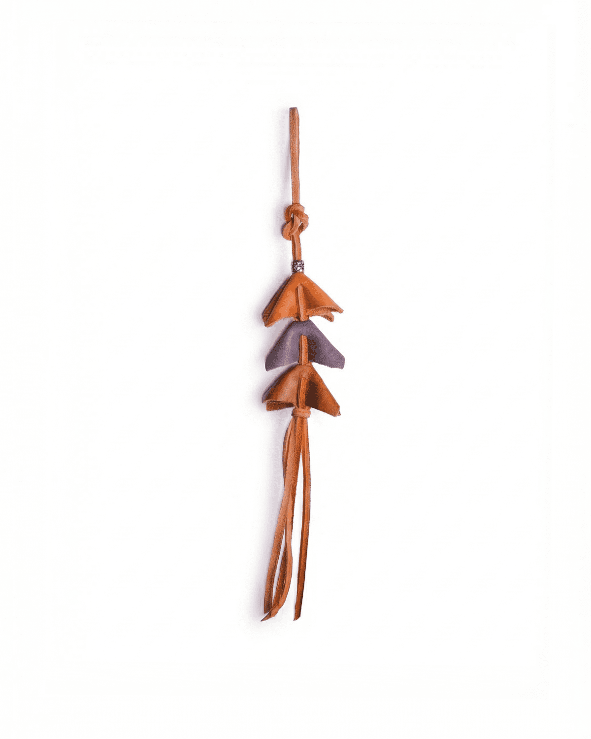 9 Handmade Leather Layered Bellflower Charm with Tassel Detail - Image 1