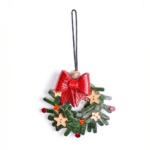 Handmade Leather Christmas Wreath Charm (Festive Bow & Star Wreath)