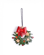 Handmade Leather Christmas Wreath Charm (Festive Bow & Star Wreath)