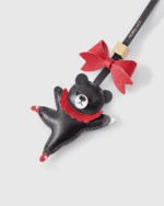 Handmade Leather Ballet Black Bear Charm (Red Ruffle Version) - Image 2