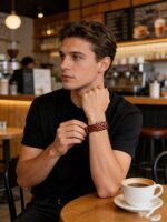 Handmade Braided Leather Bracelet (Mint Boho Cuff) - Image 4