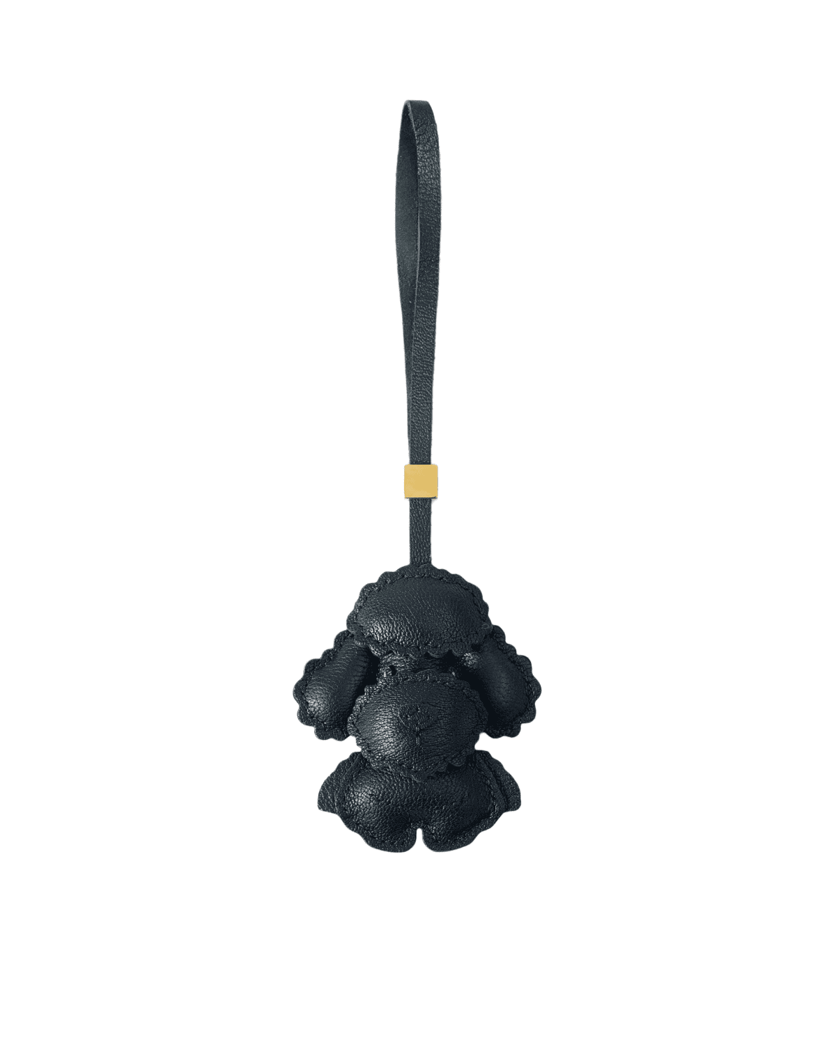 主 Handmade 3D Leather Poodle Charm (Solid Black Fluffy Back View Version) - Image 1