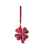 Handmade Leather Four-Leaf Clover Charm (Burgundy Red Lucky Blessing Version)