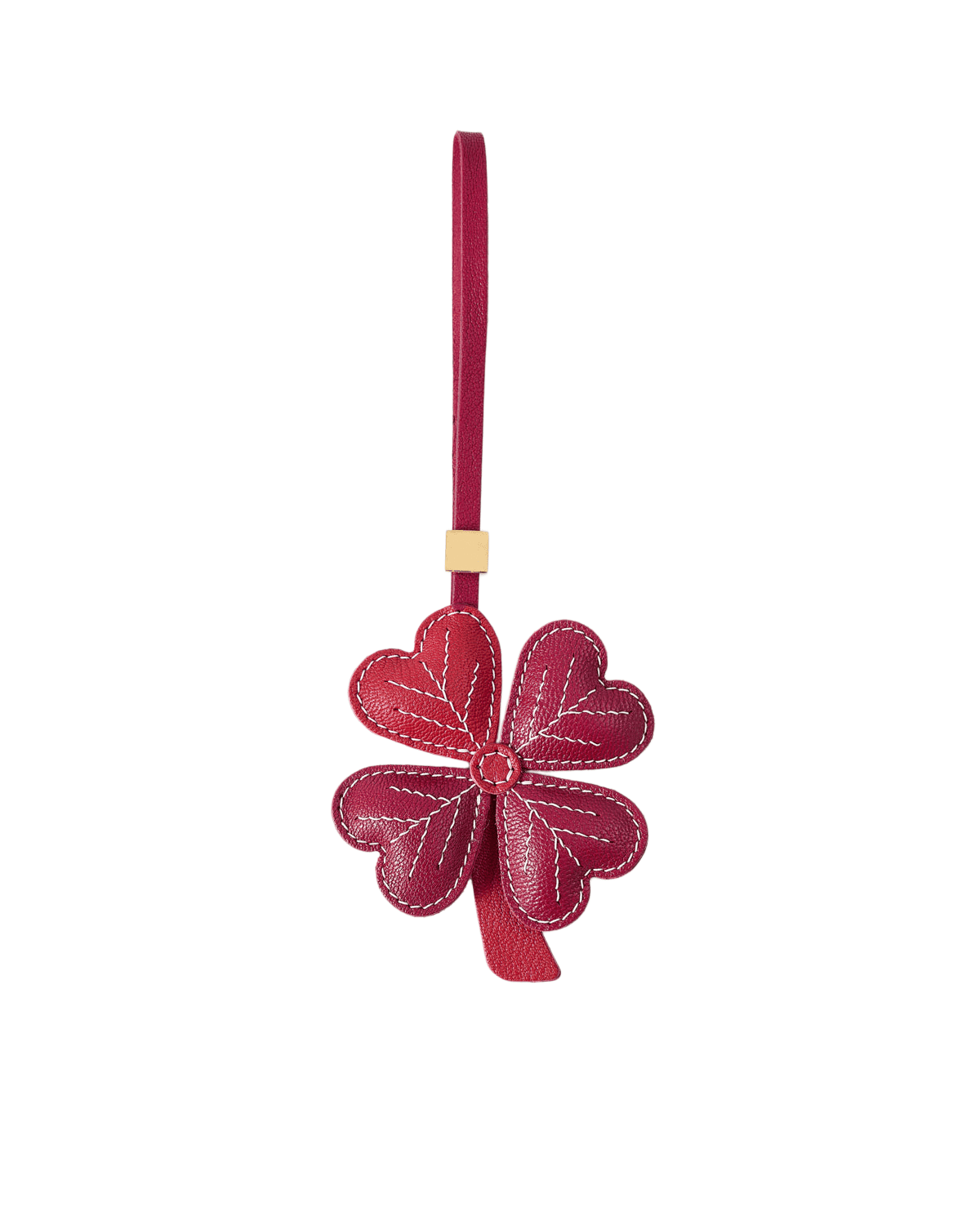 主 Handmade Leather Four-Leaf Clover Charm (Burgundy Red Lucky Blessing Version) - Image 1
