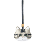 Handmade Leather Tabby Cat Charm (Green Eyes Classic Version)