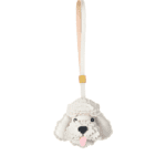 Handmade Leather Poodle Charm (Creamy White Fluffy Tongue-Out Version)