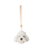 Handmade Leather Poodle Charm (Creamy White Fluffy Tongue-Out Version)