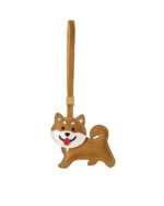 Handmade Leather Shiba Inu Charm (Classic Red Shiba Smiling Trotting Version)