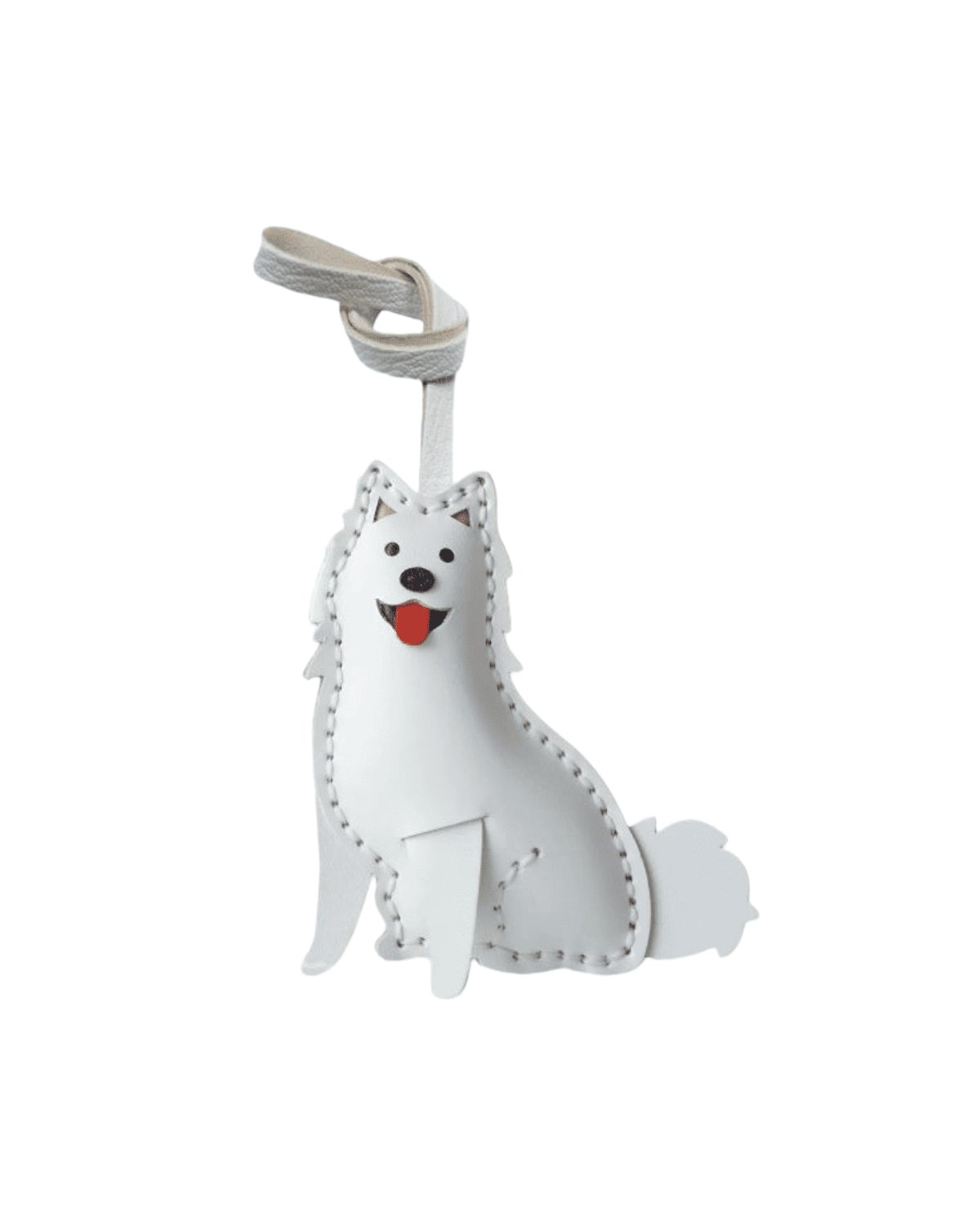 主图 Handmade Leather Samoyed Charm (Smiling Angel Version) - Image 1