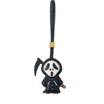 Handmade Leather Ghost Face Scream Charm (Cute Chibi Grim Reaper Version)
