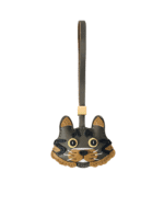 Handmade Leather Tabby Cat Charm (Classic Brown Striped Version)