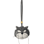 Handmade Leather Grumpy Grey Cat Charm (Sassy Fierce Version)