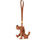 Handmade 3D Leather Dog Charm (Minimalist Tan Sitting Trotting Version)